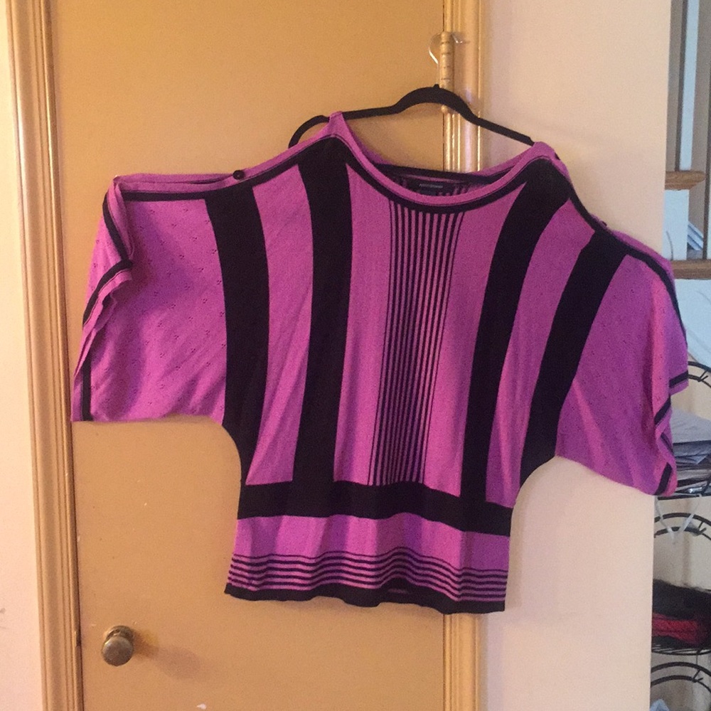 Pink and black wrap sweater